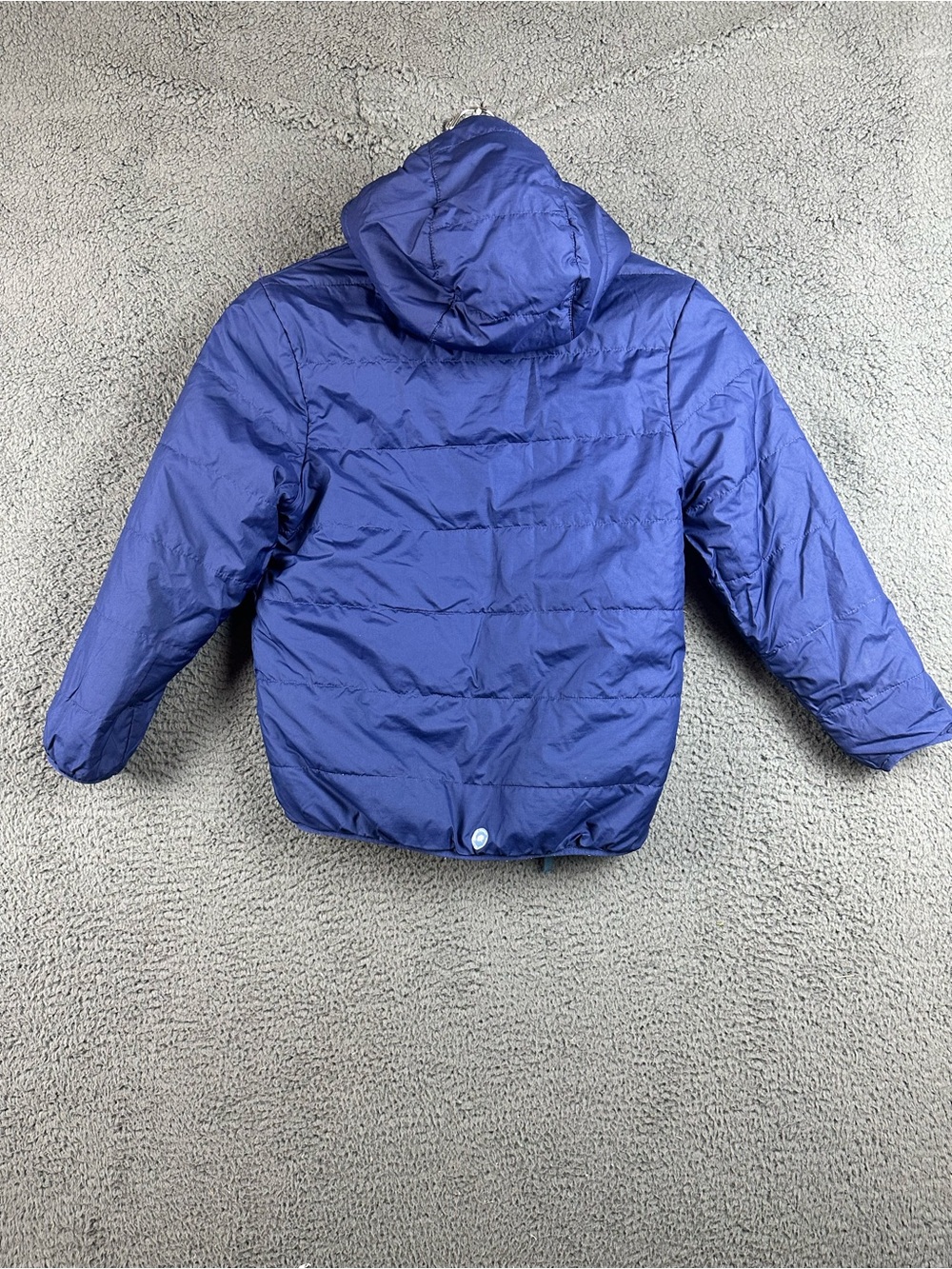 Patagonia Kids Reversible Hooded Puffer Jacket Blue Pink Fleece Lining Coat S - Picture 3 of 5